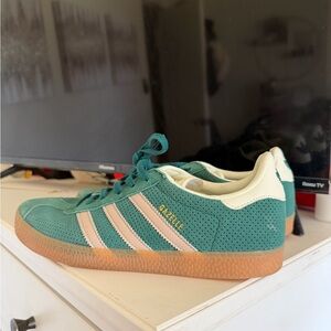 Adidas Gazelle Green and White Sneakers